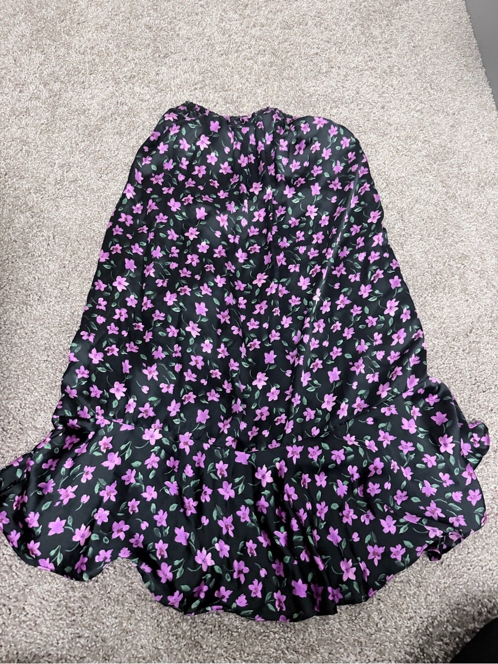 Bershka Black Maxi Skirt with Pink Floral Print - Picture 2 of 4